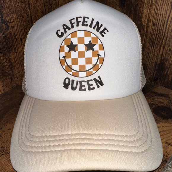 “Caffeine Queen” Handmade Tan Trucker Hat - Picture 4 of 4